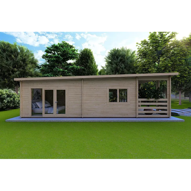 Moderne Holzhaus CLOTILDE 5.5x10, 44mm, linke Seite