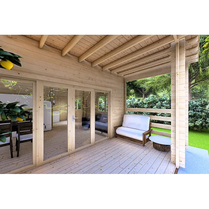 Moderne Holzhaus CLOTILDE 5.5x10, 44mm, Veranda