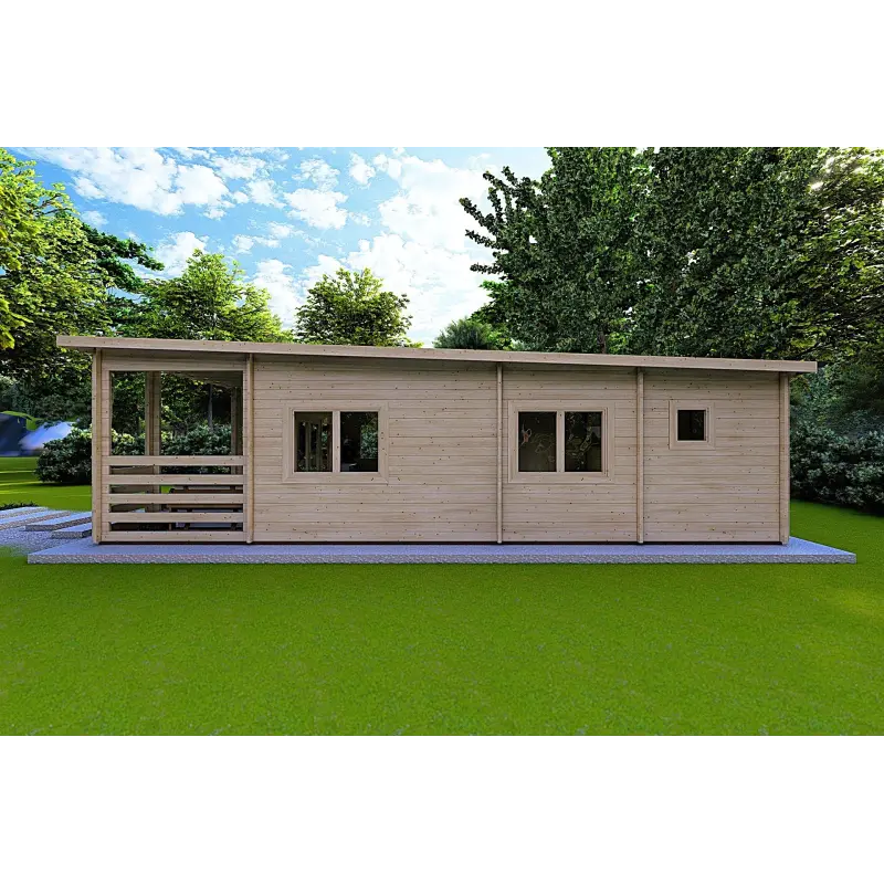 Moderne Holzhaus CLOTILDE 5.5x10, 44mm, rechte Seite
