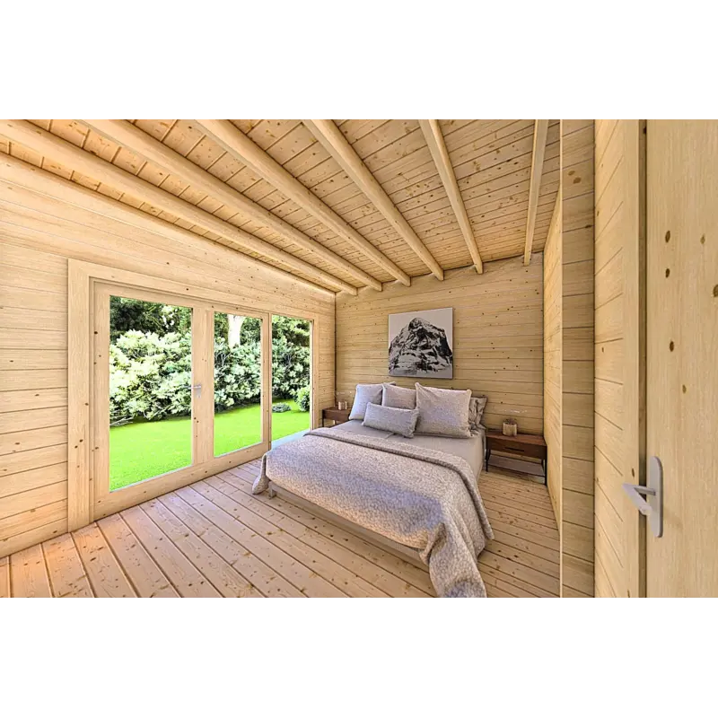 Moderne Holzhaus CLOTILDE 5.5x10, 44mm, Hauptschlafzimmer