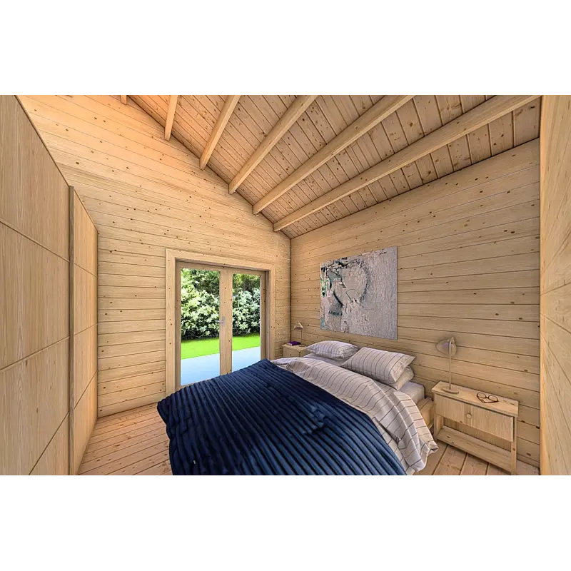 Winterfestes Holzhaus SILVIA 5.5x7.4, 44/100/44 mm, Hauptschlafzimmer