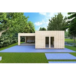 Abgelegenes Haus mit Holzverkleidung SOLEIL 42 m², 60/100/30/40 mm, Frontansicht