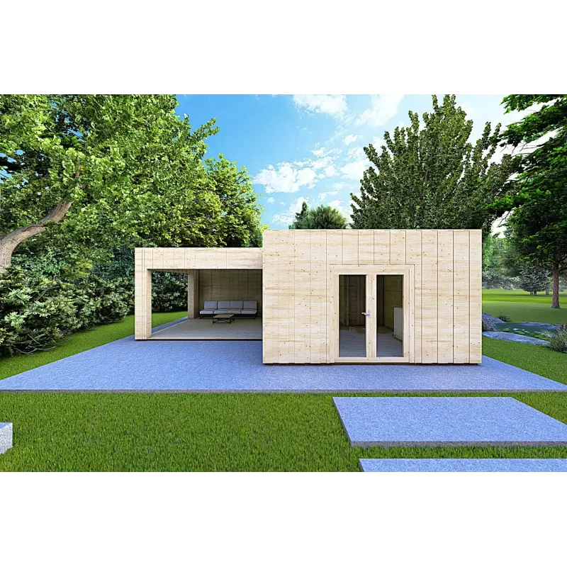 Abgelegenes Haus mit Holzverkleidung SOLEIL 42 m², 60/100/30/40 mm, Frontansicht