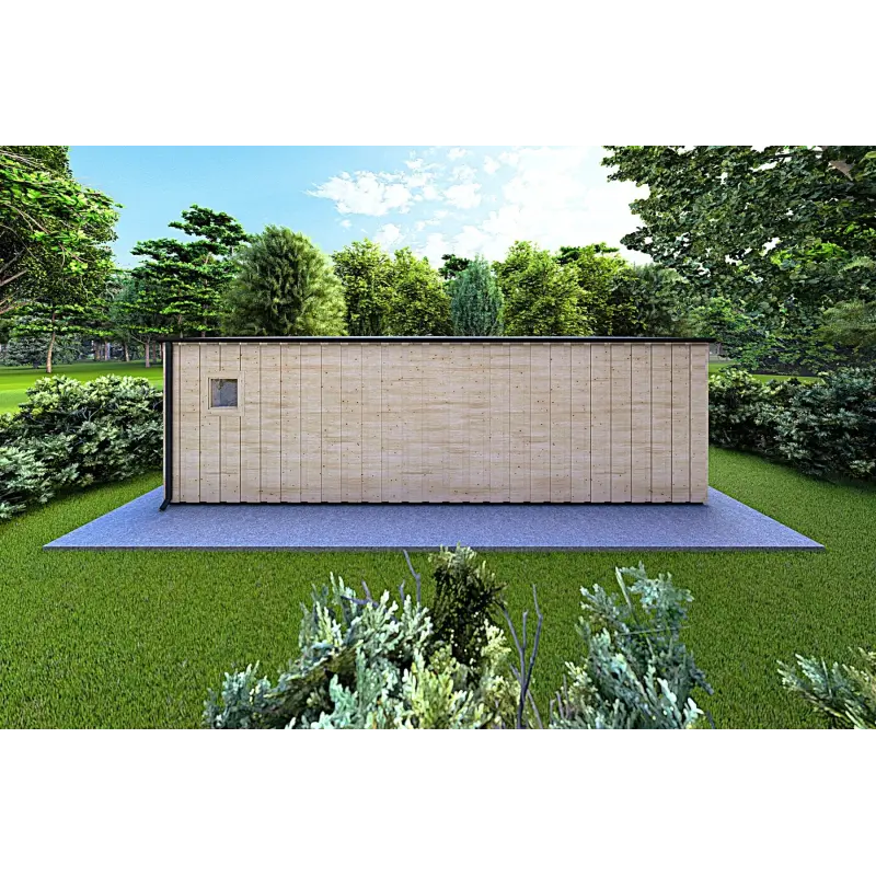 Abgelegenes Haus mit Holzverkleidung SOLEIL 42 m², 60/100/30/40 mm, Rückansicht