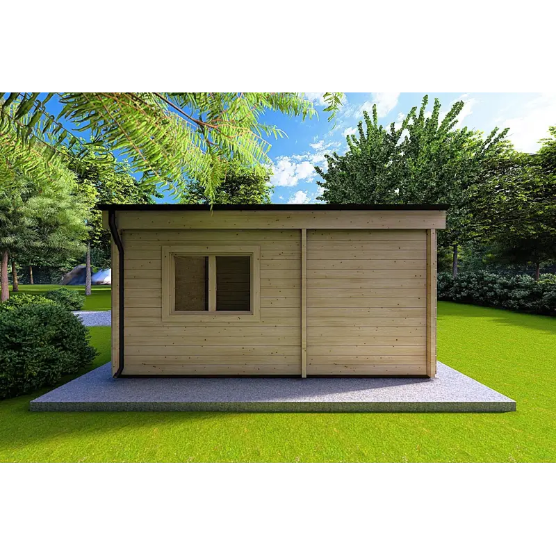 Blockbohlenhaus IRENE 8.6x4.9, 60mm, rechte Seite