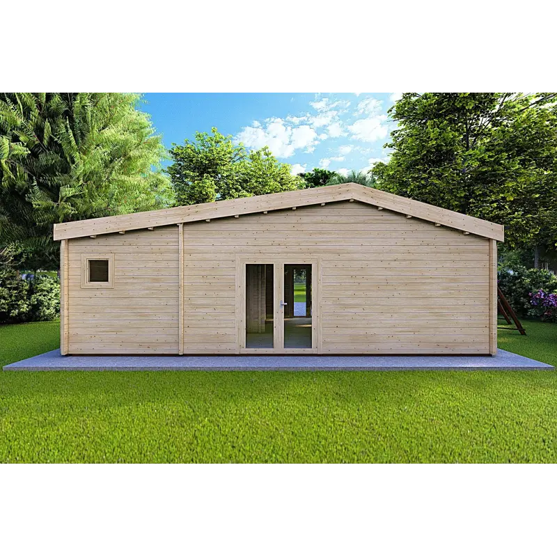 Blockbohlenhaus IRENE 8.6x4.9, 60mm, Rückansicht