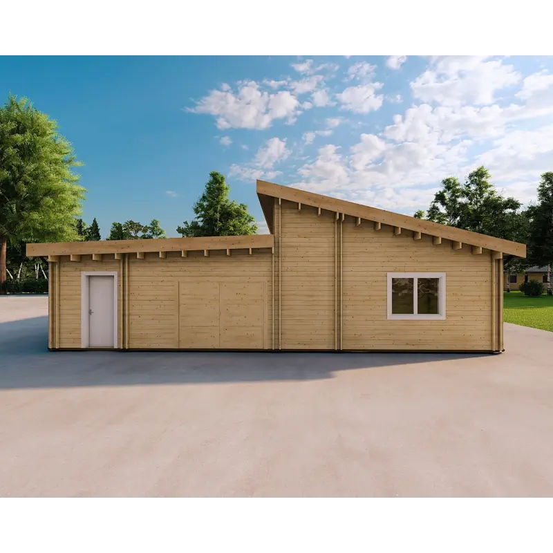 Fertighaus Holzhaus mit Doppelgarage PRISCILLA, 44/140/44 mm, rechte Seite