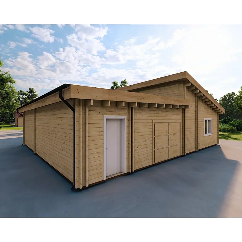Fertighaus Holzhaus mit Doppelgarage PRISCILLA, 44/140/44 mm, Garagenansicht