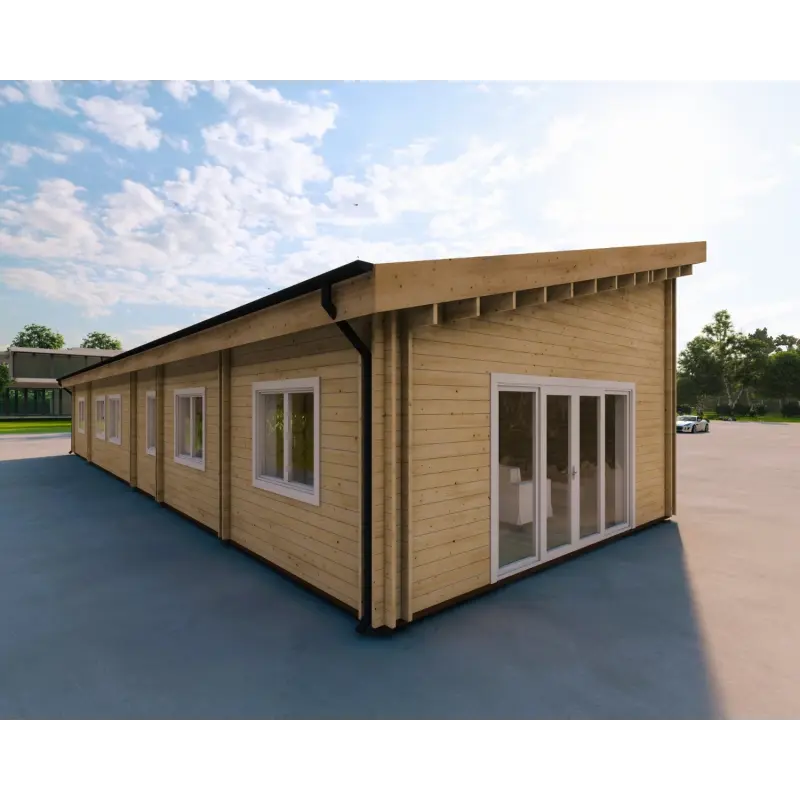 Fertighaus Holzhaus mit Doppelgarage PRISCILLA, 44/140/44 mm, Rückansicht links