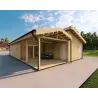 Fertighaus Holzhaus mit Schwalbenschwanzverbindung PAMELA 115 m², 100mm, Frontansicht rechte Seite