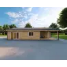 Fertighaus Holzhaus mit Schwalbenschwanzverbindung PAMELA 115 m², 100mm, Frontansicht