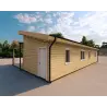 Fertighaus Holzhaus mit Schwalbenschwanzverbindung PAMELA 115 m², 100mm, Rückansicht rechts