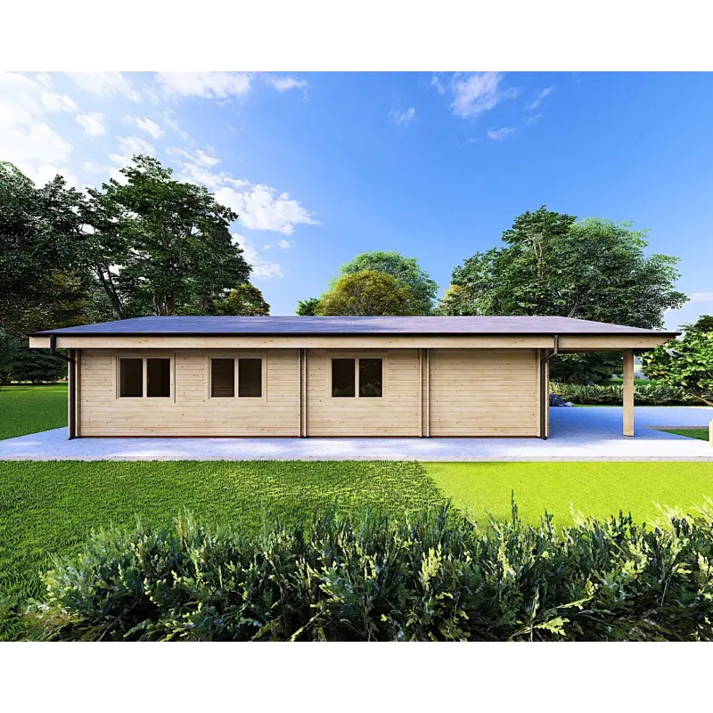 Holzhaus Fertighaus​ mit 5 Zimmern EVA 108 m², 44/140/44 mm, linke Seite
