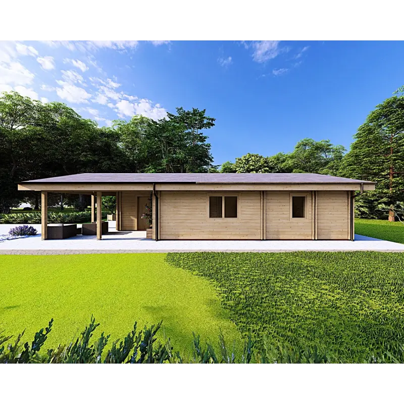 Holzhaus Fertighaus​ mit 5 Zimmern EVA 108 m², 44/140/44 mm, rechte Seite
