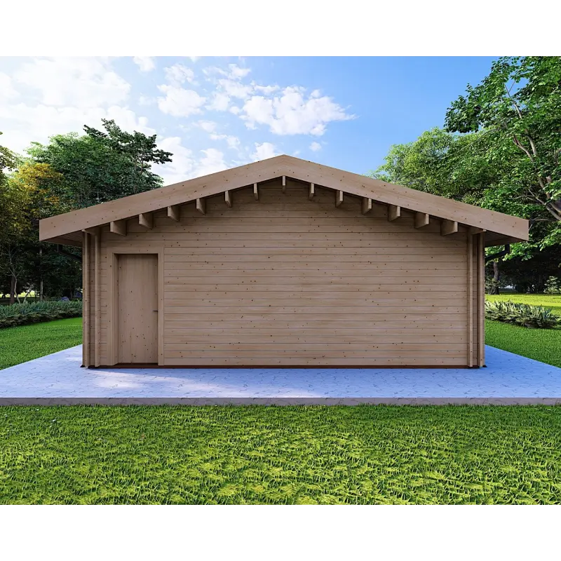 Holzhaus Fertighaus​ mit 5 Zimmern EVA 108 m², 44/140/44 mm, Rückansicht