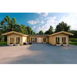 Fertighaus Holzhaus in Hufeisenform AMBRA 96 m², 100mm, Frontansicht