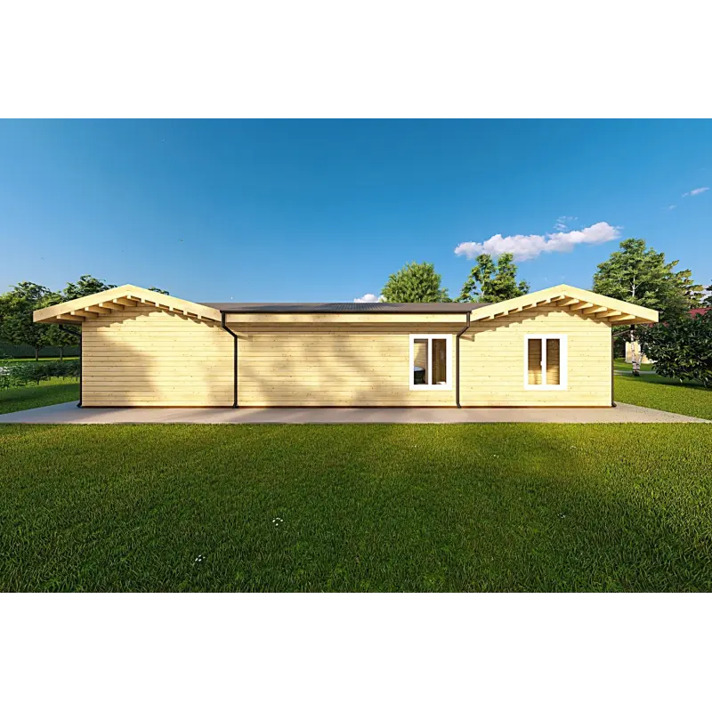 Fertighaus Holzhaus in Hufeisenform AMBRA 96 m², 100mm, Rückansicht