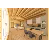 Fertighaus Holzhaus in Hufeisenform AMBRA 96 m², 100mm, Innenansicht offener Wohnbereich