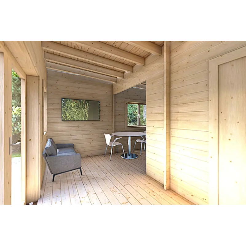 Abgelegenes Haus mit 3 Zimmern ISOBEL 50 m², 44/100/44 mm, Innenansicht offener Wohnbereich