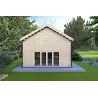 Isolierte Blockbohlenhaus mit Zwischengeschoss MAGGIE 6x7 60/100/30/40 mm, Frontansicht