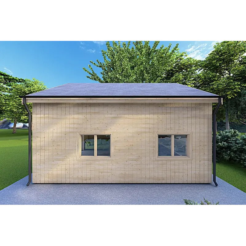 Isolierte Blockbohlenhaus mit Zwischengeschoss MAGGIE 6x7 60/100/30/40 mm, rechte Seite