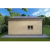 Isolierte Blockbohlenhaus mit Zwischengeschoss MAGGIE 6x7 60/100/30/40 mm, linke Seite
