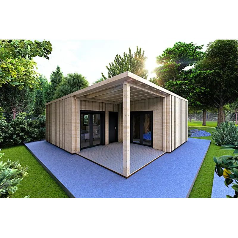 Abgelegenes Haus LUCIA 60 m², 60/100/30/40 mm, Frontansicht rechte Seite