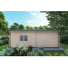 Isolierte Blockbohlenhaus für Campingplätze EMMA 8x7, 44/100/44 mm, Rückansicht