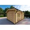 Belüftete Garage aus Holz 6.2x4.2, 70mm, Frontansicht rechte Seite