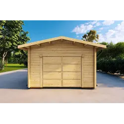 Belüftete Garage aus Holz 6.2x4.2, 70mm, Frontansicht
