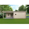 Winterfestes Holzhaus mit Veranda MILENA 9x6.5, 44/100/44 mm, Frontansicht