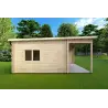 Winterfestes Holzhaus mit Veranda MILENA 9x6.5, 44/100/44 mm, linke Seite