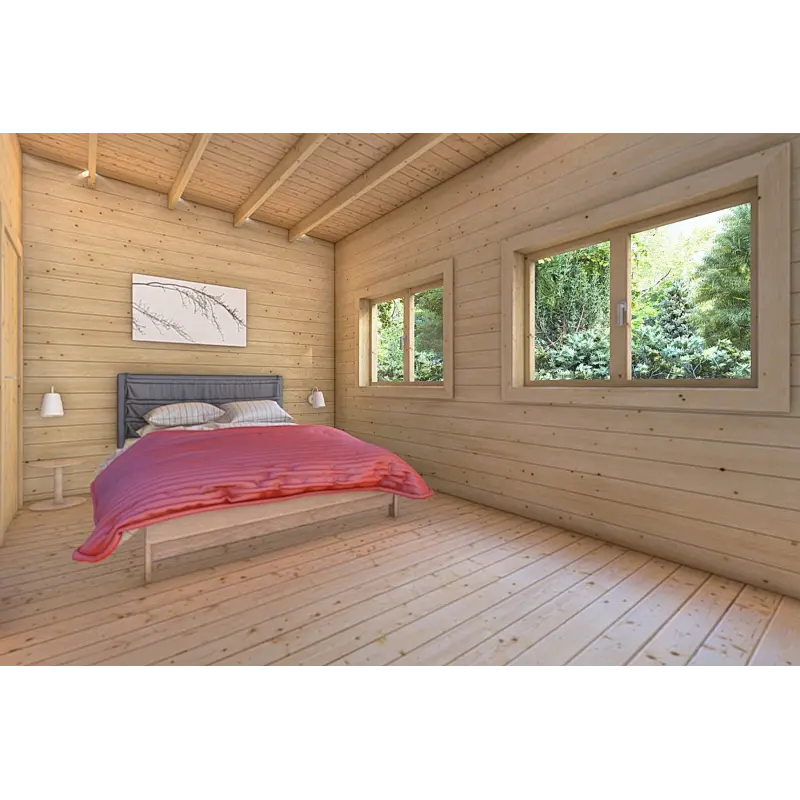 Winterfestes Holzhaus mit Veranda MILENA 9x6.5, 44/100/44 mm, Hauptschlafzimmer