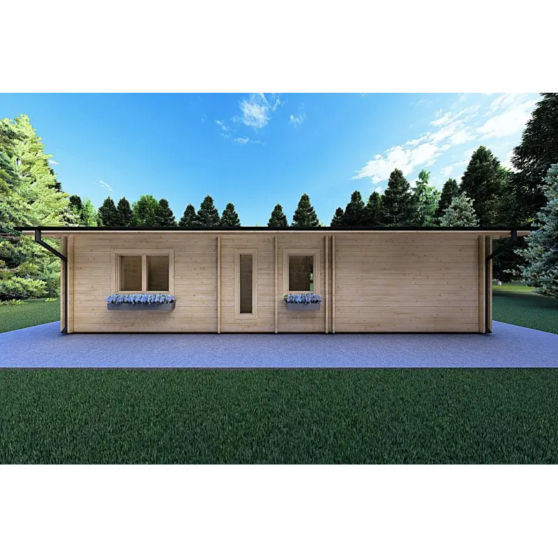 Abgelegenes Haus mit hervorragender Wärmedämmung AGATA 75 m², 44/120/44 mm, Rückansicht