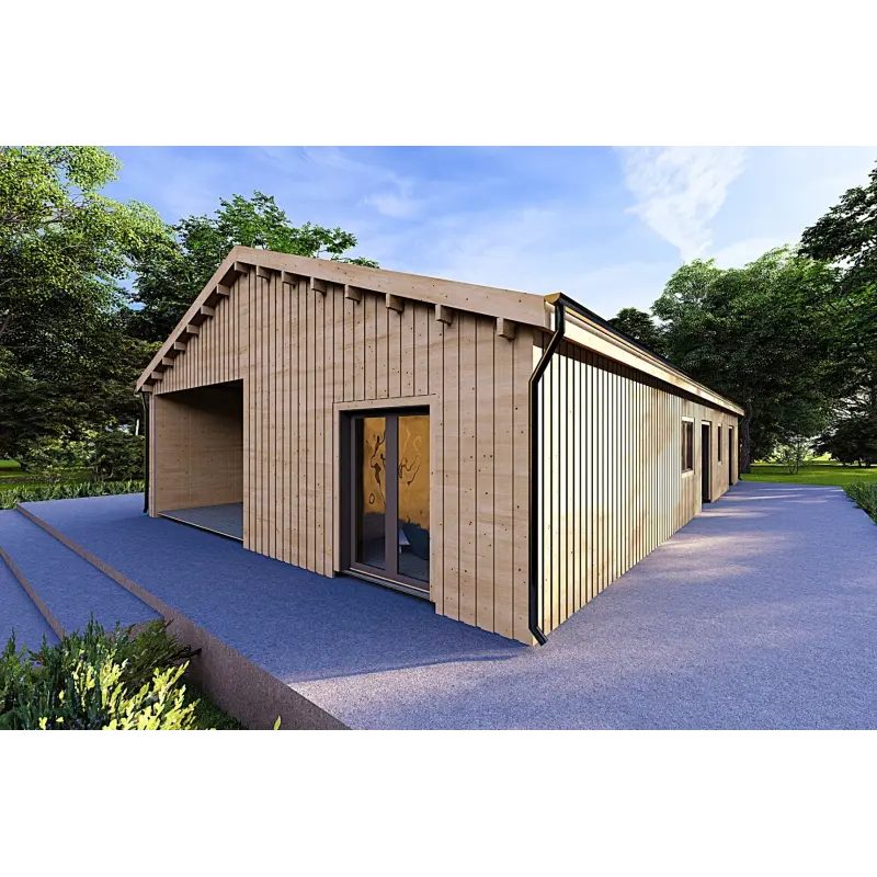 Holzhaus Fertighaus​ ARYA 180 m², 60/120/30/40 mm, Frontansicht rechte Seite