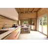 Holzhaus Fertighaus​ mit Flachdach YARA 55 m², 60/120/30/40 mm, Innenansicht offener Wohnbereich