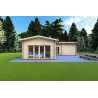 Isolierte Blockbohlenhaus in L-Form TANIA 50 m², 44/100/44 mm, Frontansicht