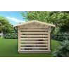 Moderne Gartenhaus mit Holzlager FRIDA 6.4x3, 44mm, rechte Seite