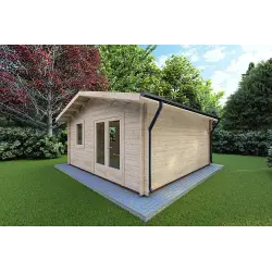 Moderne Gartenhaus MATILDE 5x6, 44mm, Frontansicht rechte Seite