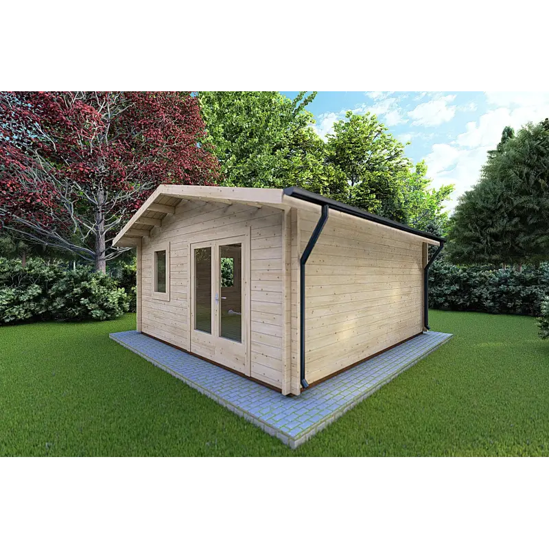 Moderne Gartenhaus MATILDE 5x6, 44mm, Frontansicht rechte Seite