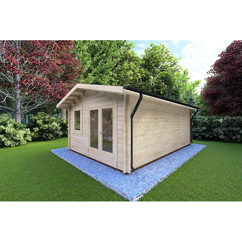 Gartenhaus Holz MATILDE 6x4, 44mm, Frontansicht rechte Seite
