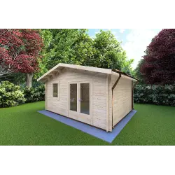 Moderne Gartenhaus EMILY 44mm, Frontansicht rechte Seite