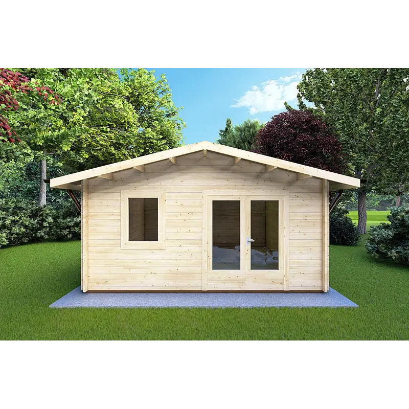 Moderne Gartenhaus EMILY 44mm, Frontansicht
