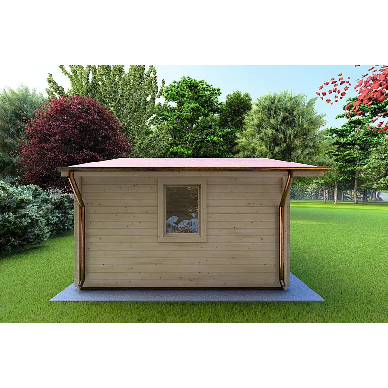 Moderne Gartenhaus EMILY 44mm, linke Seite