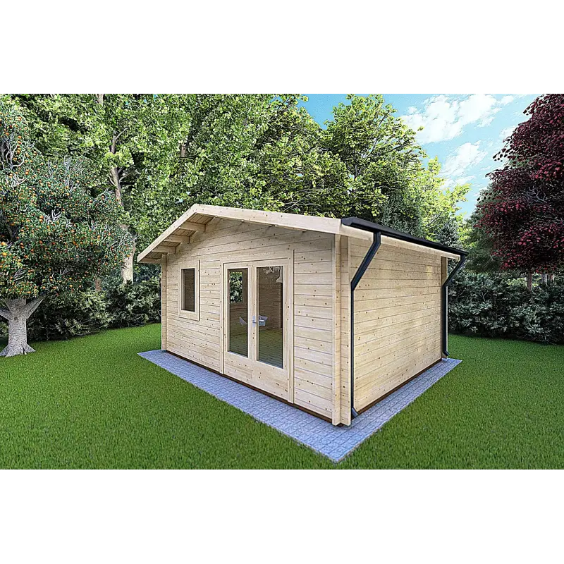Gartenhaus Holz EMILY 6x4, 44mm, Frontansicht rechte Seite