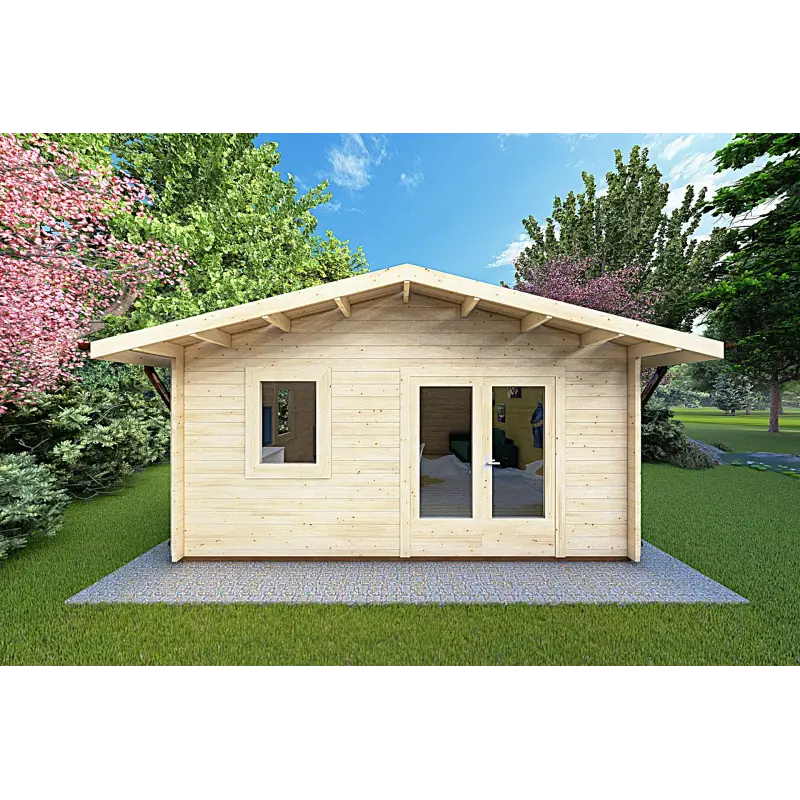 Blockbohlenhaus MATILDE 6x6, 44mm, Frontansicht
