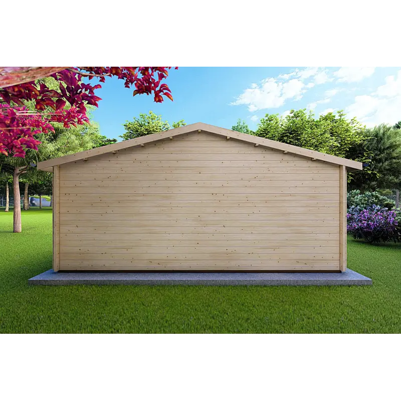 Moderne Gartenhaus EMILY 6x3, 44mm, Rückansicht