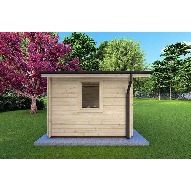 Moderne Gartenhaus EMILY 6x3, 44mm, linke Seite