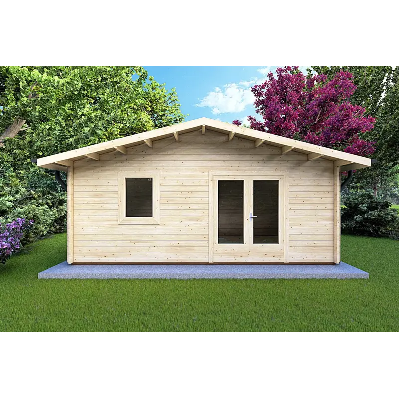 Moderne Gartenhaus EMILY 6x3, 44mm, Frontansicht