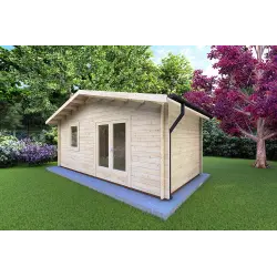 Moderne Gartenhaus EMILY 6x3, 44mm, Frontansicht rechte Seite